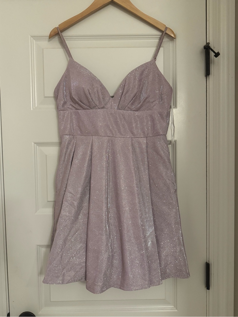B Darlin Lavender Sparkle Fit-and-Flare Mini Dress